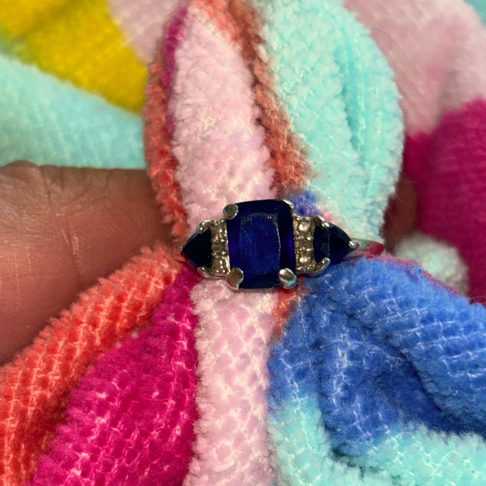 Sapphire and pave diamond ring